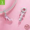Pink High Heels S925 Sterling Silver Pendant Accessories Fairy Princess Style Diy Bracelet Beaded