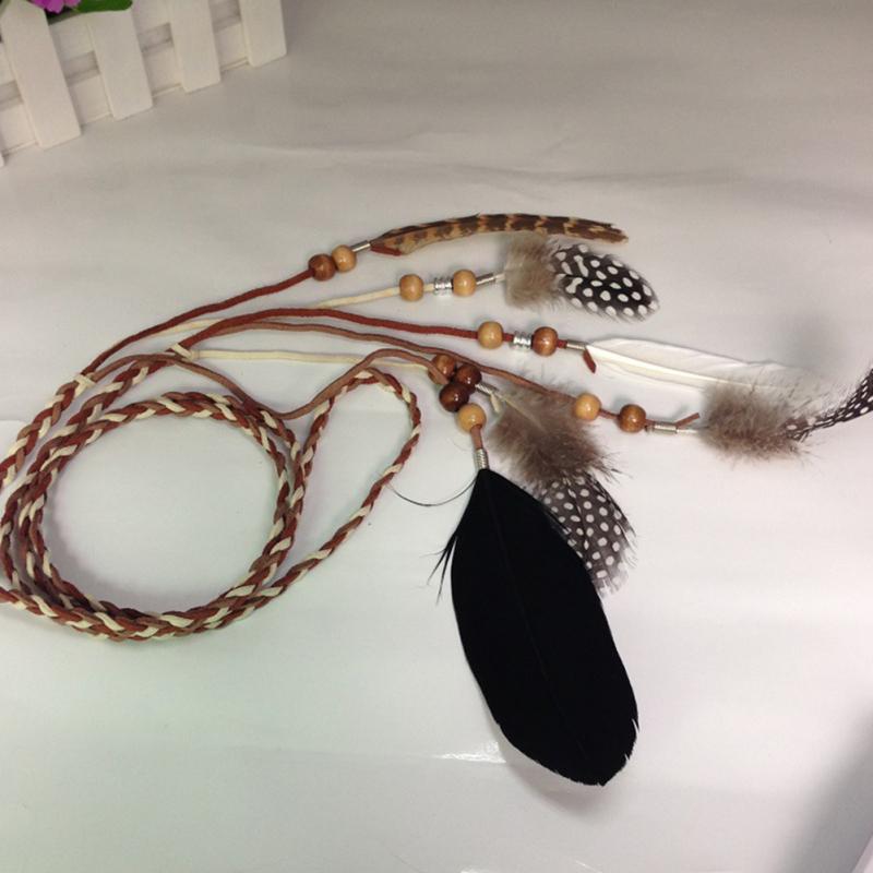 Новый! Богемная повязка на голову с перьями для женщин и девочек, регулируемая повязка для волос в этническом стиле, ручная работа, для вечеринки