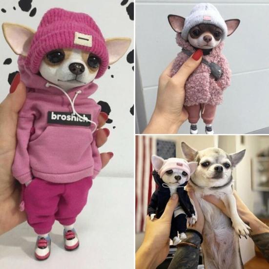Yousheng 1/4Pcs Dog Figurines Doll Halloween Resin Ornament Standing Puppy Toy Outdoor Decor Fairy Garden Accessories
