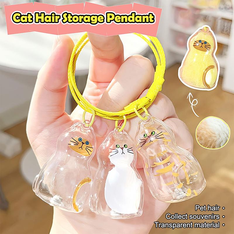 Cat Hair Storage Memorial Pendant Bag Charm,Pet Fur Keepsake Box,Keyring Diy Hangnging Decor Accessories,Gift For Cat Lovers