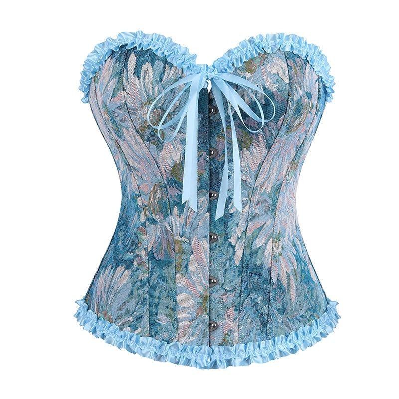 Женский Корсет Body Shapewear в Дворцовом Стиле с Жаккардовым Кружевом и Воланами, Масляная Живопись Моне