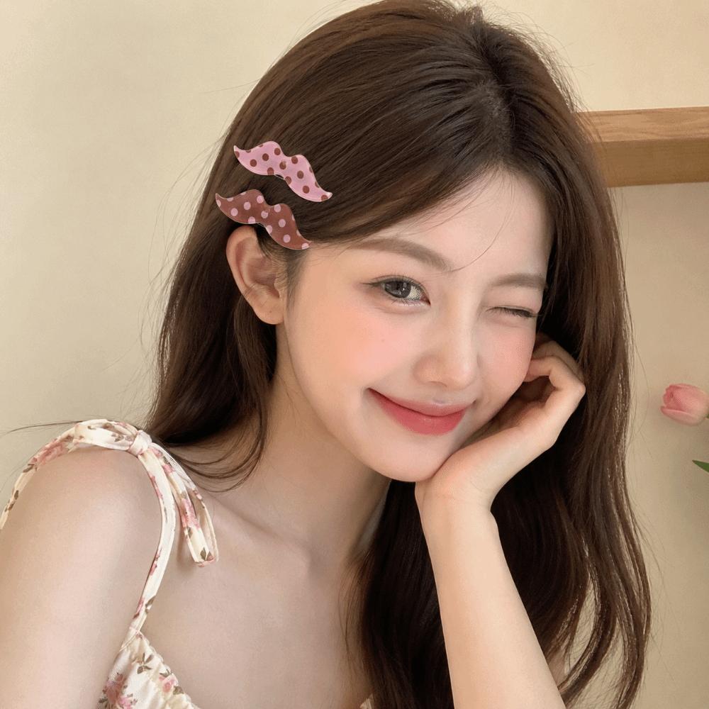 Korean Beard Shape Hair Clips Polka Dot Snap Clip Cute Bangs Clip Kawaii Accessories