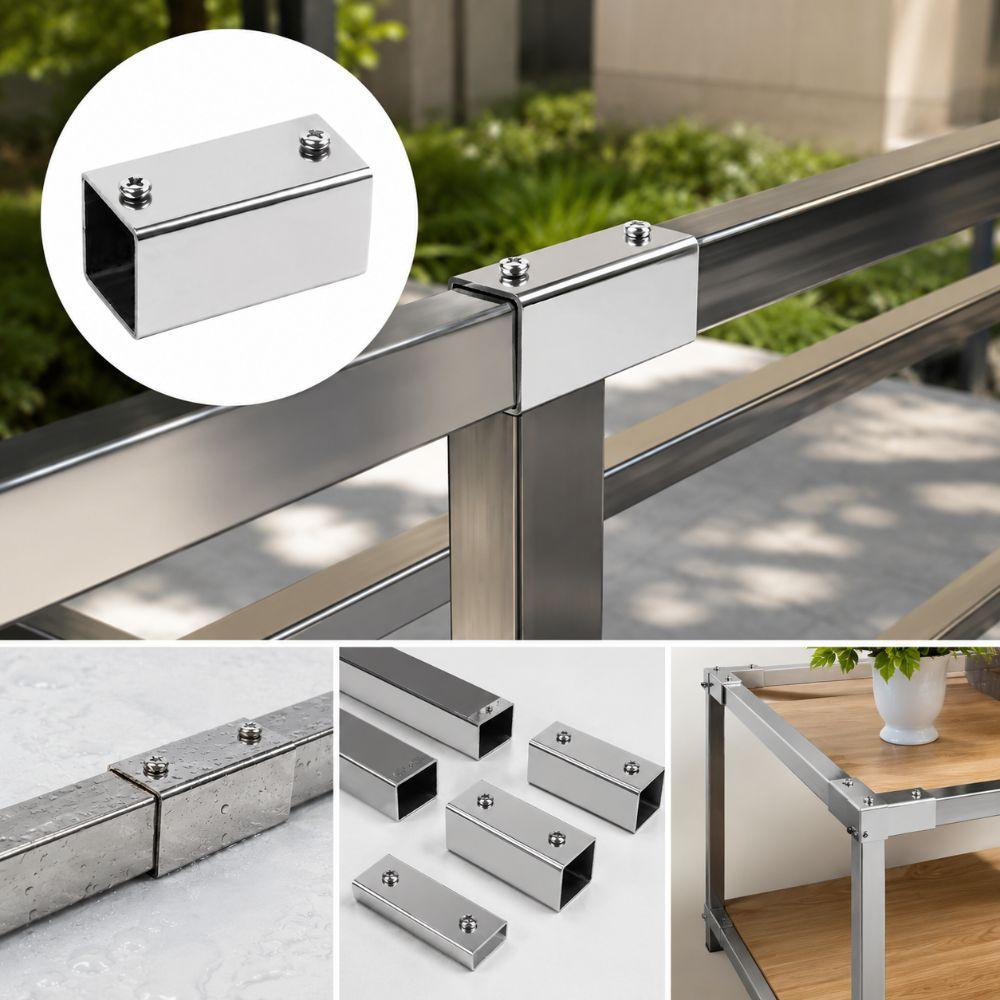 Pipe Joint Square Pipe Connector 201 Stainless Steel Pipe Fixed Buckle  Furniture