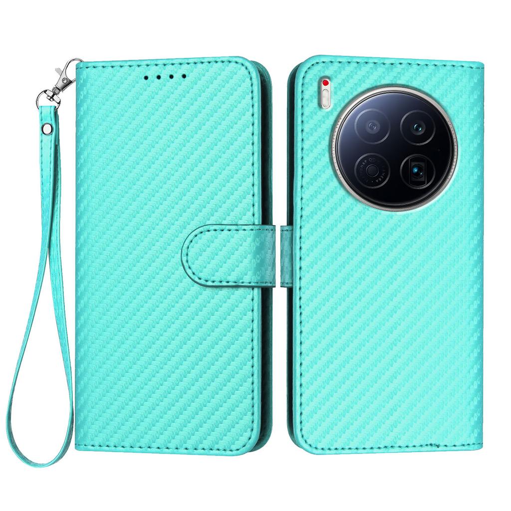 For TECNO Camon 40 Premier 5G Wallet Case with Strap Carbon Fiber Texture Leather Mobile Cover