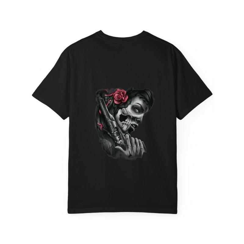 White T Shirt with Skull and Rose Design for Casual Wear