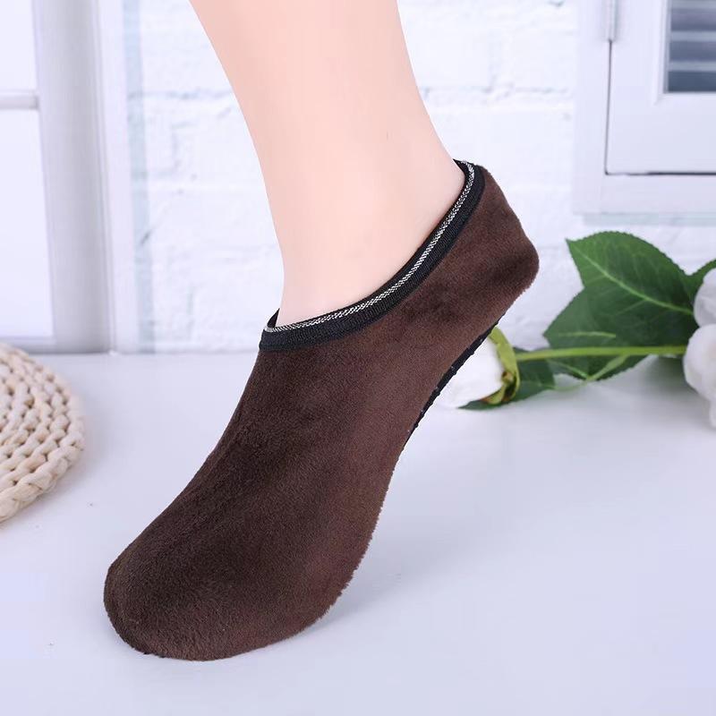 Женские флисовые тапочки, теплые противоскользящие домашние носки, мягкий спортивный шлейф, размеры 34–39