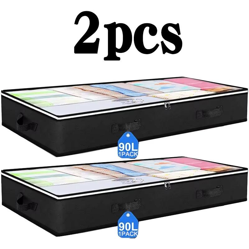 1pc Non-woven Underbed Quilt Storage Bag Large Capacity Foldable Clothing Sorting Bag Dustproof Storage Box Wardrobe Organizer