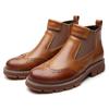 Ручная работа Плюс С Мехом Мужские Ботинки Челси Из Натуральной Кожи Высокого Качества Ретро Броги Туфли На Платформе Водонепроницаемые Ботинки Для Мужчин