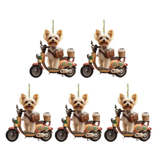 Акриловое Рождественское украшение Щенок на мотоцикле для елки или автомобиля