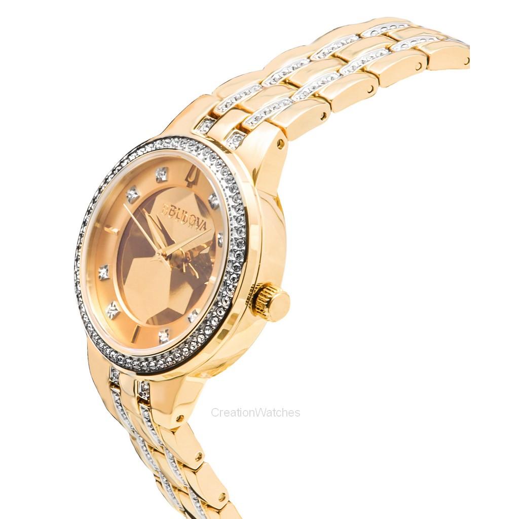 BULOVA Classic Crystal Phantom Gold Tone Stainless Steel Champagne Dial Quartz 97L176 Women's Watch