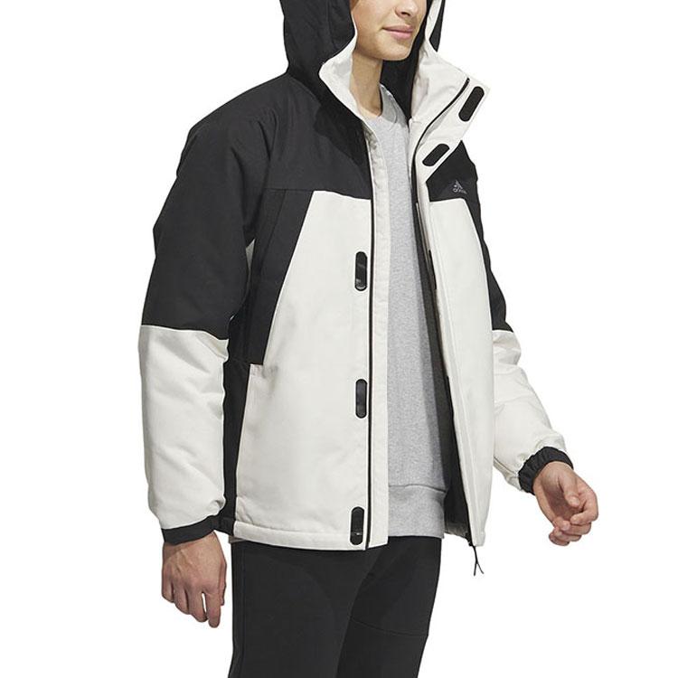 adidas Повседневная спортивная парка 530 Puffy Hooded Parka Down Jacket Мужская верхняя одежда Черный Белый IL8920