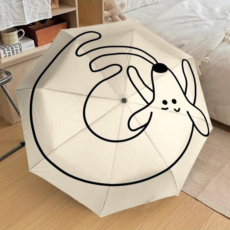1PC rabbit smiley Umbrella-8-Rib Reinforced Portable Folding Travel Suitable for All Seasons Outdoor Daily Use-J375