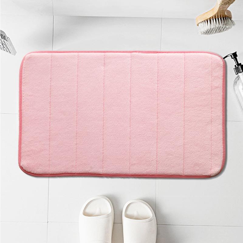 Spot coral velvet household floor mat solid color kitchen household short hair foot pad simple bathroom bathroom absorbent door mat coffee color 40*6