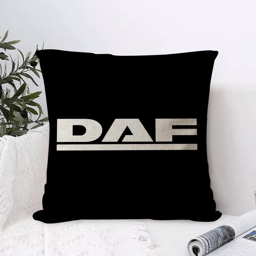Подушка с логотипом грузовика DDAF Чехол из эко-льна Наволочка Двусторонний принт Дышащая Прочная Молния Декор для дома Подарок