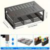 Heavy Duty Metal 2-Tier Printer Stand with Storage Drawer, A4 Paper Tray and Pen Holder for Desk Organization, Black