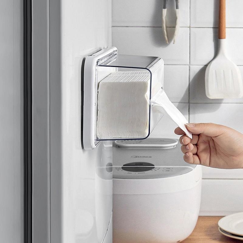 Магнитная коробка для салфеток без дырокола, креативный настенный контейнер для хранения бумажных полотенец, органайзер для бытовой кухни, ванной комнаты