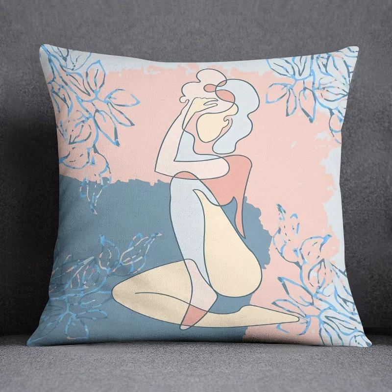 Office Living Room Home Pillowcase Abstract Illustration Style Printed Pillowcase Car Ornaments