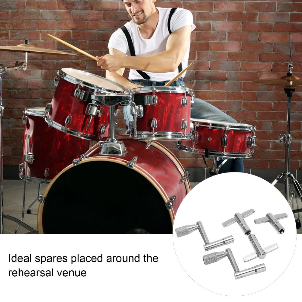 5PCS Silver Drum Tuning Key Metal Percussion Hardware Tool Premium Drum Wrench Set  For Drummers