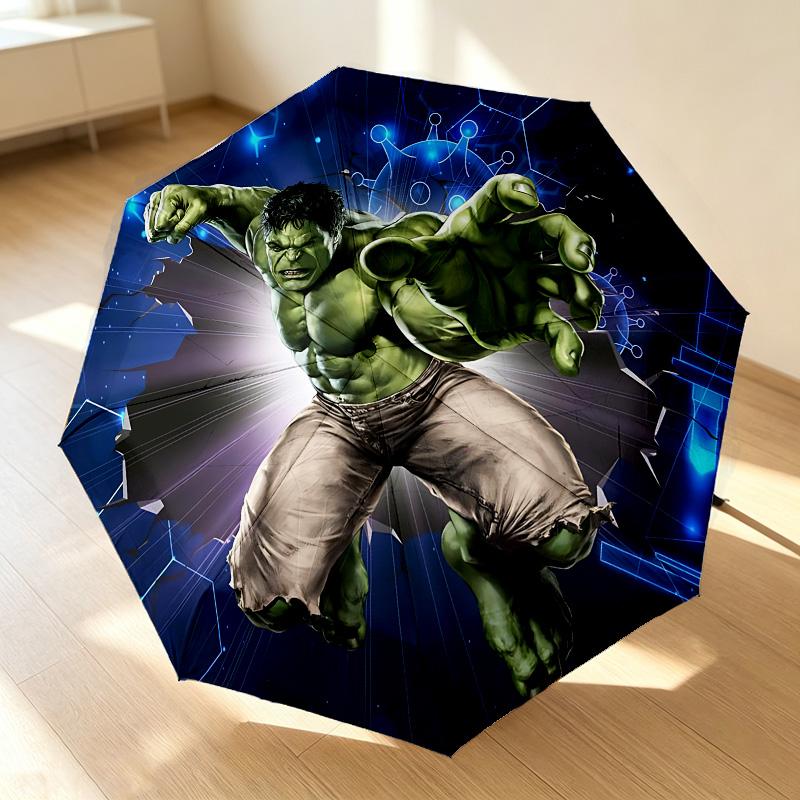Hulk Power 8 Ribs 3Fold Black Glue Uv Protection Umbrella Sun Protection Rainproof Compact Folding Umbrella For Travel Daily Use C924684
