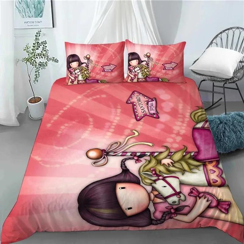Santoro Gorjuss Anime Beautiful Girl Comfortable Duvet Cover Pillowcase Bedding Set Children Bedroom Decoration Home Textile
