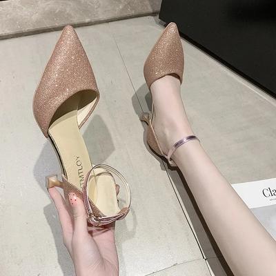 Модная женская обувь, летние стразы, закрытый носок, полая пряжка, высокие каблуки-стилеты, сандалии большого размера с острым носком 33-43