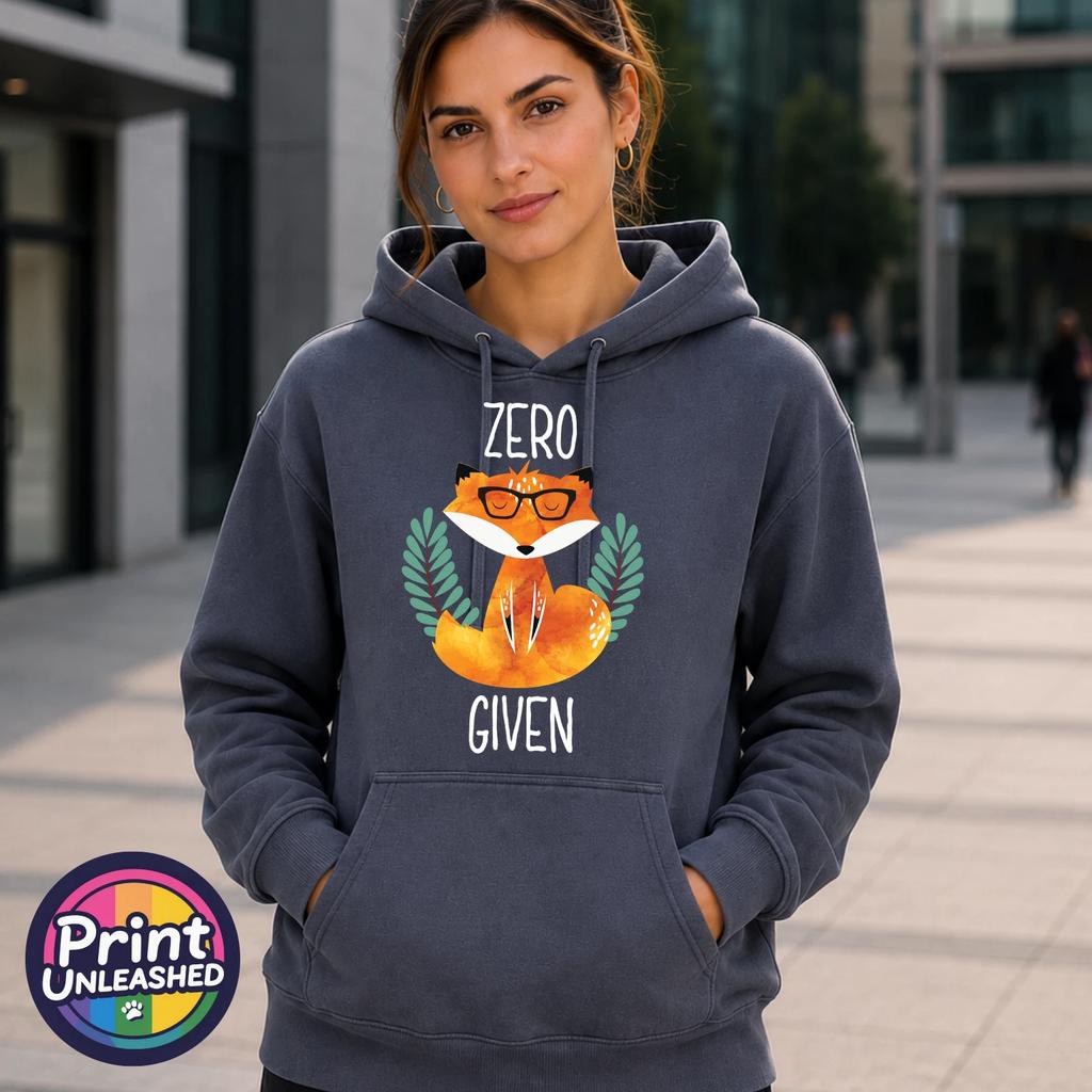 Zero Fox Given Hoodie Funny Fox Graphic Jumper Adult Humour Gift Unisex XS-2XL