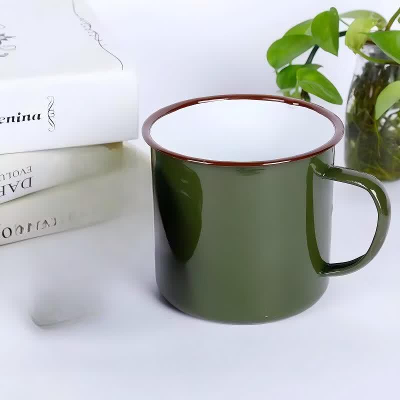 Классические эмалированные кружки Changqi военного зеленого цвета (2-Pack)