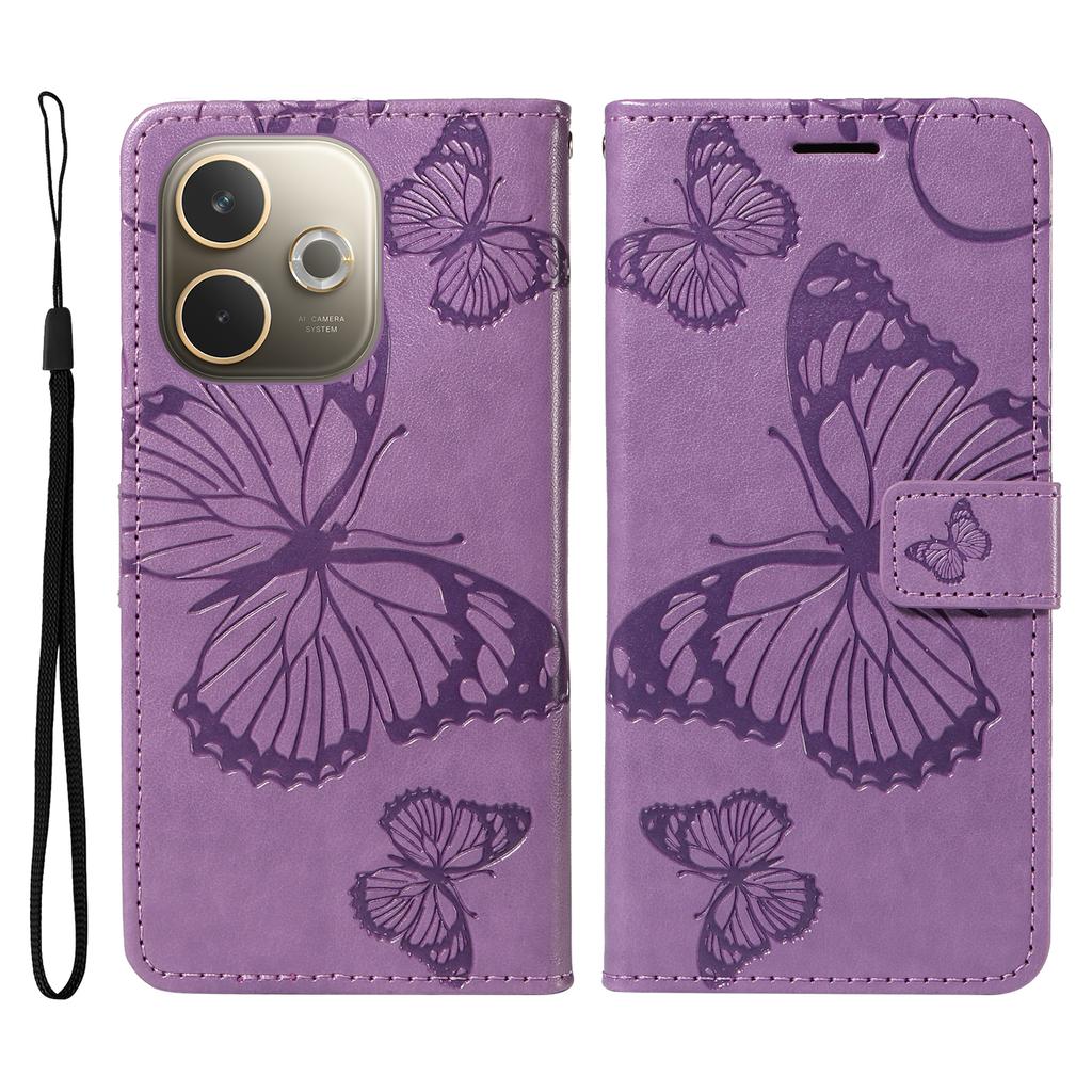 For Oppo A5 Energy 5G (China)/Oppo A5 Pro 4G (Global) Wallet Case Floral Butterfly Imprinted Leather Phone Cover Stand