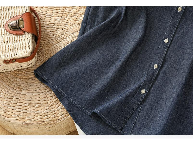 Женская ретро синяя джинсовая летняя рубашка без рукавов 2025