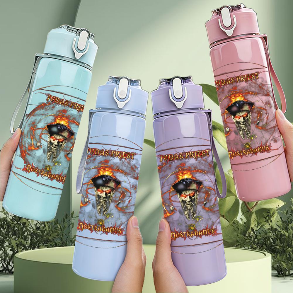 1PC Western Cowboy Circular Ornate Retro Print 750ml Portable Sports Water Bottle Leakproof Gym Outdoor Travel Drink Cup
