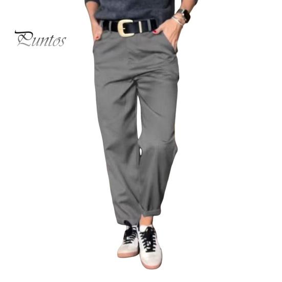 Женские повседневные брюки с высокой талией, однотонные свободные брюки с карманами, универсальный стиль, костюмные брюки