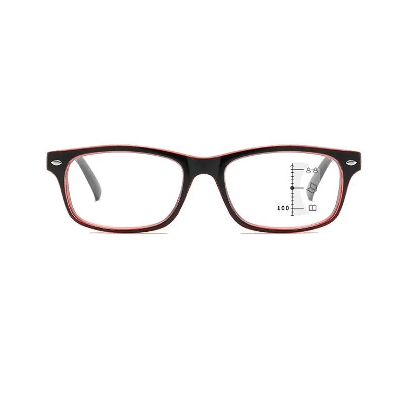 Прогрессивные мультифокальные очки для чтения с защитой от синего света, Ретро квадратные, Простые, Сверхлегкие, Унисекс, От +1.0 до +4.0