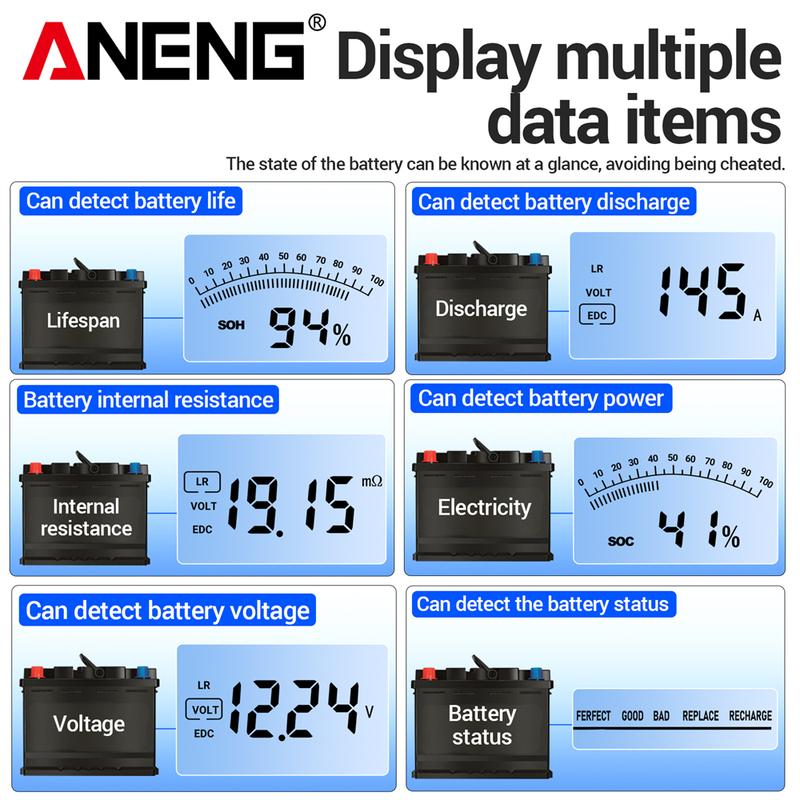 12V 24V Car Lead-Acid Battery Tester Analyzer Auto Load Test ANENG BT175 50~ 1999CCA Charging Circuit Loads Diagnostic Tools