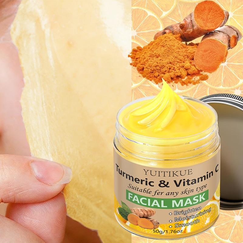 YUITIKUE 50g Turmeric & Vitamin C Brightening Moisturizing Mask for Daily Skin Care - Face Mask