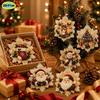 6Pcs Wooden Base Wooden Christmas Ornaments Set  Art Xmas Hanging Decor  Wall Decoration