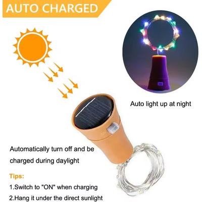 Светодиодная гирлянда на солнечной батарее в виде пробки для бутылки, уличная водонепроницаемая солнечная гирлянда для дома, комнаты, сада, свадебной вечеринки, декора