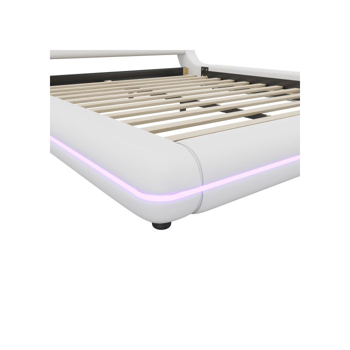 Lit plat - MUVOE - 160x200cm - Éclairage LED - Télécommande 24 touches - Blanc