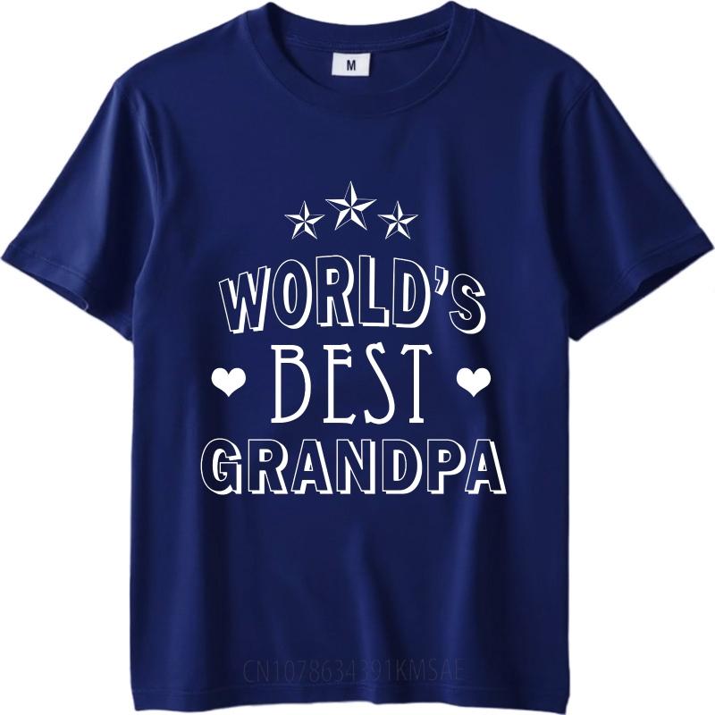 New Arrived Women Oneck tshirt Cotton Worlds Best Grandpa With Stars And Hearts Retro For Unisex Teeshirt male summer teeshirt