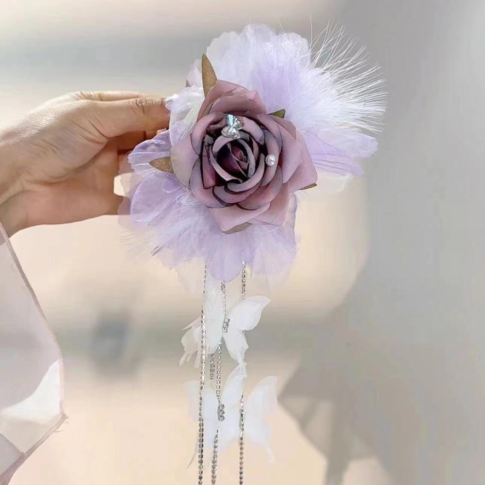 Tassel Hair Clip Flower Grasping Clip New Chinese style Bow Hairgrips  Hair Accessories