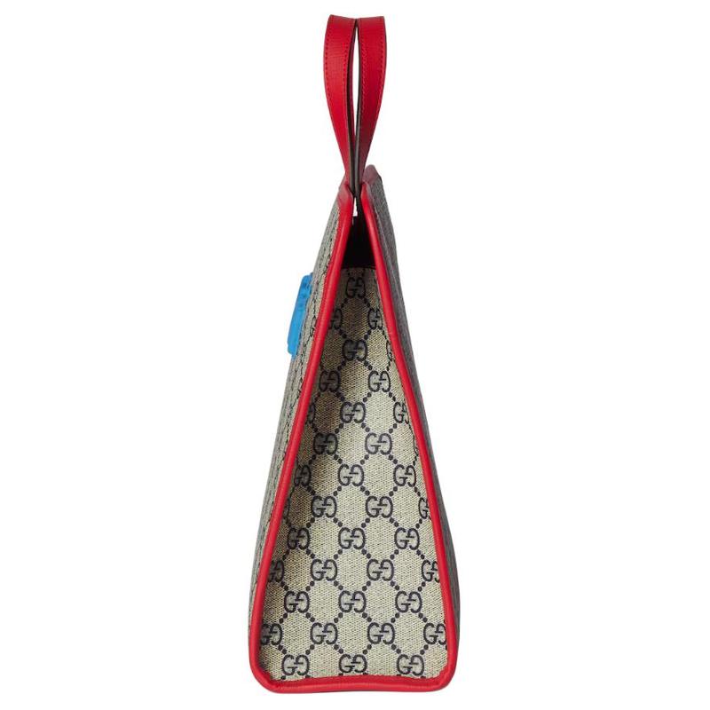 Gucci GG Supreme Bear Print Design Tote Bag Tote Bag Shopping Bag Nylon and Leather Handbag Children's Beige + Blue + Red