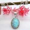 Женщины Кулон Ожерелье Стерлингового Серебра Ювелирные Изделия Ларимар Драгоценный Камень Красивое Ожерелье