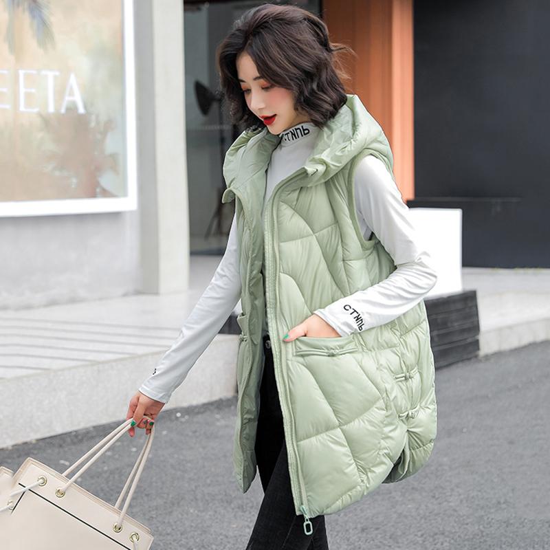 Women Autumn Winter Outwear Thicken Waistcoat Cotton Padded Hooded Sleeveless Jacket Coat Vest