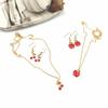 Personalized Strawberry & Cherry Clavicle Necklace Set - Elegant Fruit Design