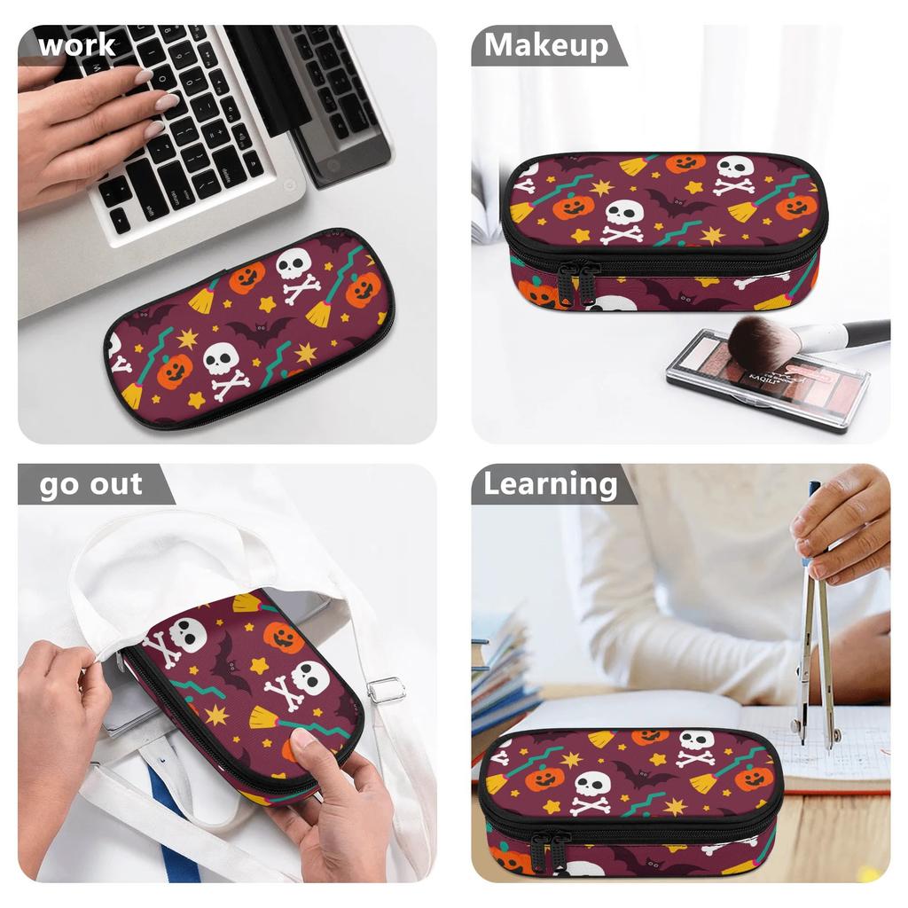 Pencil Pouch Large Capacity 300D Polyester Smooth Zipper with Mesh Storage Layer Removable Divider and Pen Holders for Boys Girls