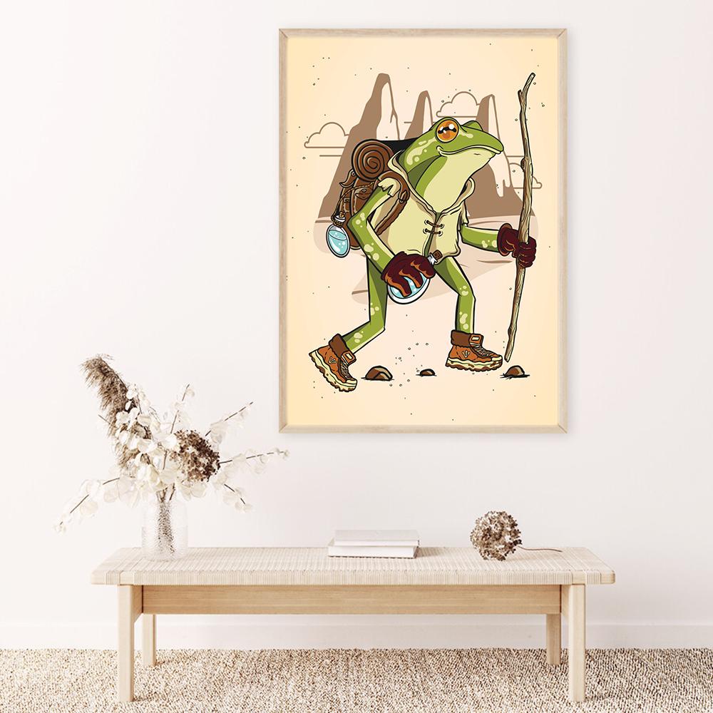 Пешие прогулки Cottagecore лягушка холст картины фотографии настенные художественные принты мультфильм винтажный модульный постер для гостиной детская комната домашний декор