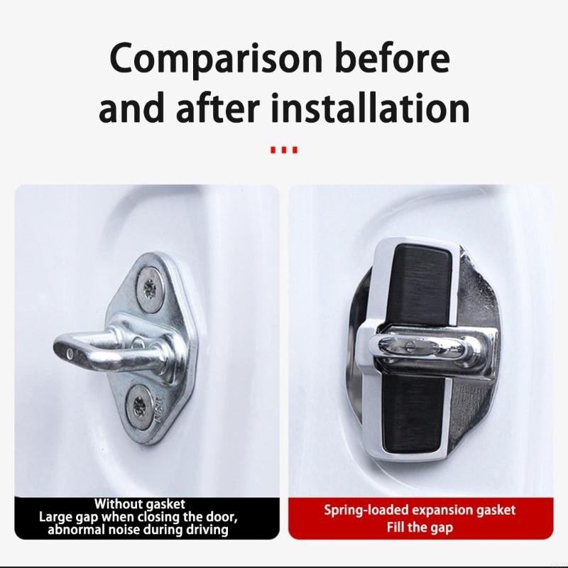 C63D Vehicles Door Stabilizer Lock Cover For LC LS LX RX UX Noise Reduction Anti Shake Regulator Easy Installation Metal Mixture