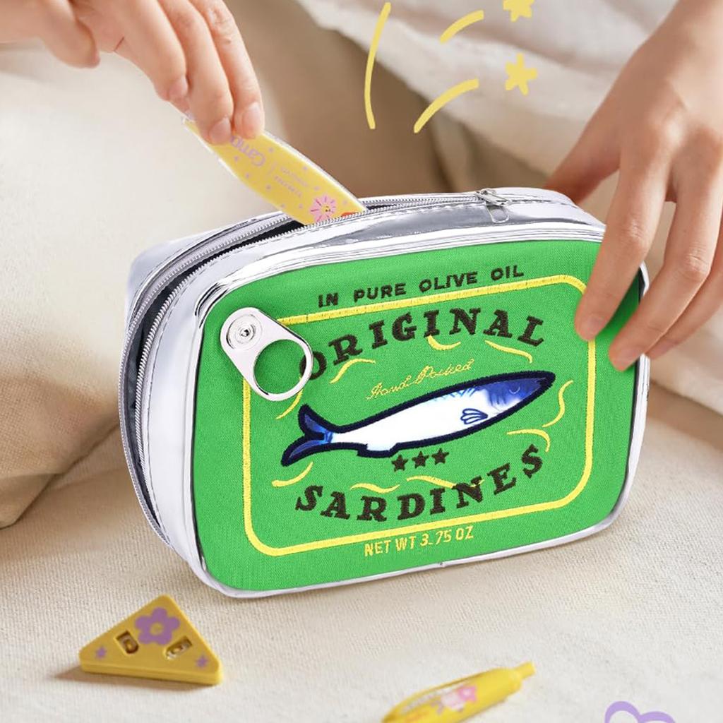 Симпатичная большая вместительная сумка для хранения консервных банок из-под сардин, интересная и персонализированная ручная косметичка