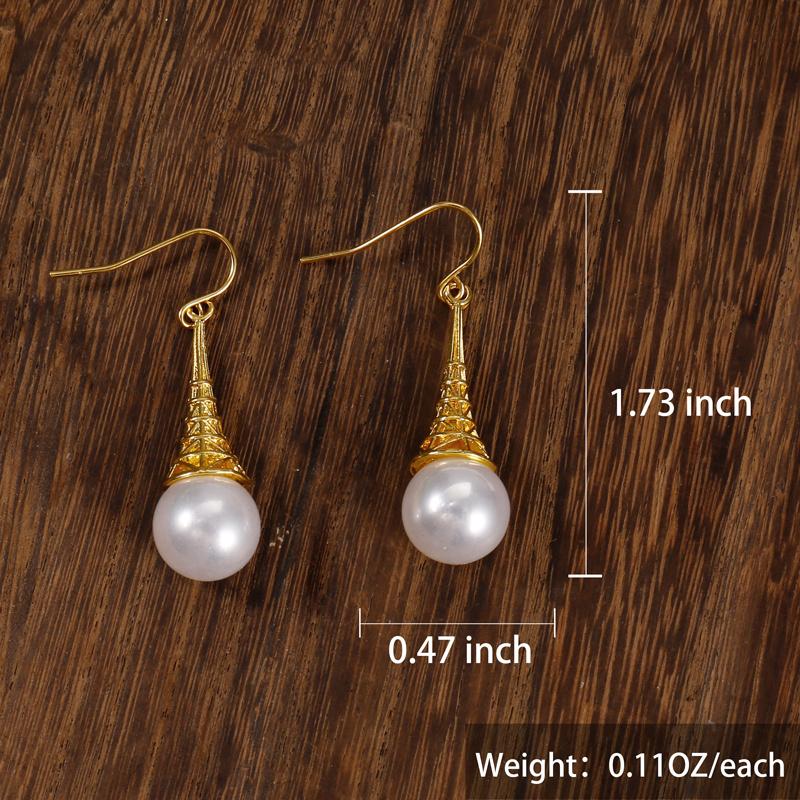 Elegant Faux Pearl Zinc Alloy Hook Drop Earrings - Perfect for Women & Girls Ear Cartilage Piercing Jewelry