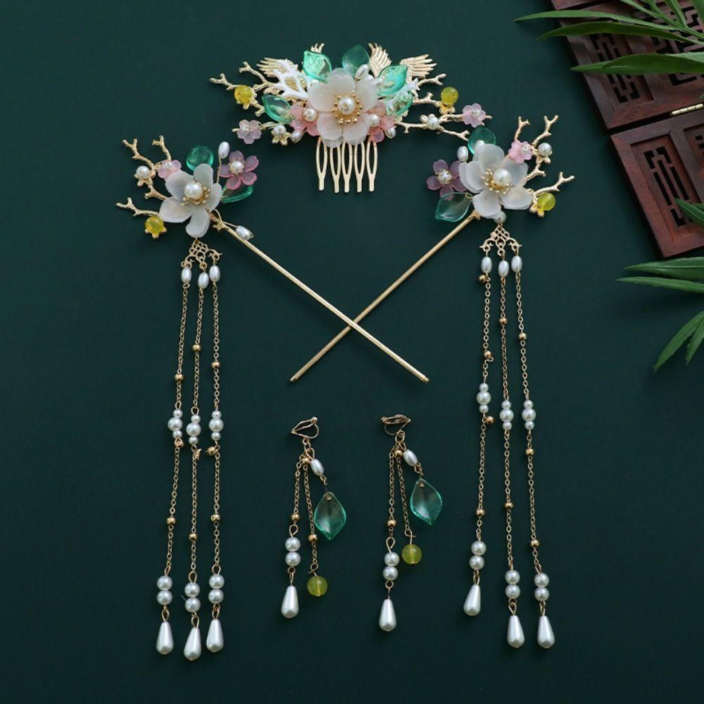 Набор шпилек для волос в китайском стиле с жемчугом и кисточками, классические аксессуары для волос для девочек в стиле ханьфу