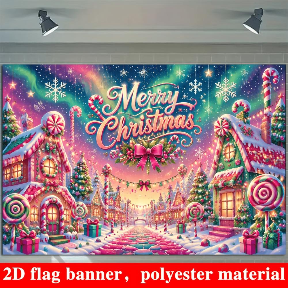 1Pcs Merry Christmas Gingerbread Town Candies Decoration Background Xmas Backdrop Decorations For Photo Studio Booth Party